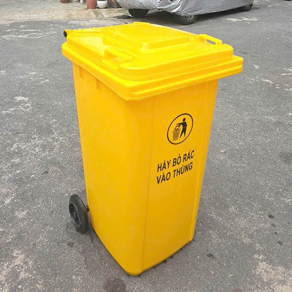 Thùng rác nhựa 240L dày 13kg màu vàng thung-rac-nhua-240l-day-13kg-mau-vang