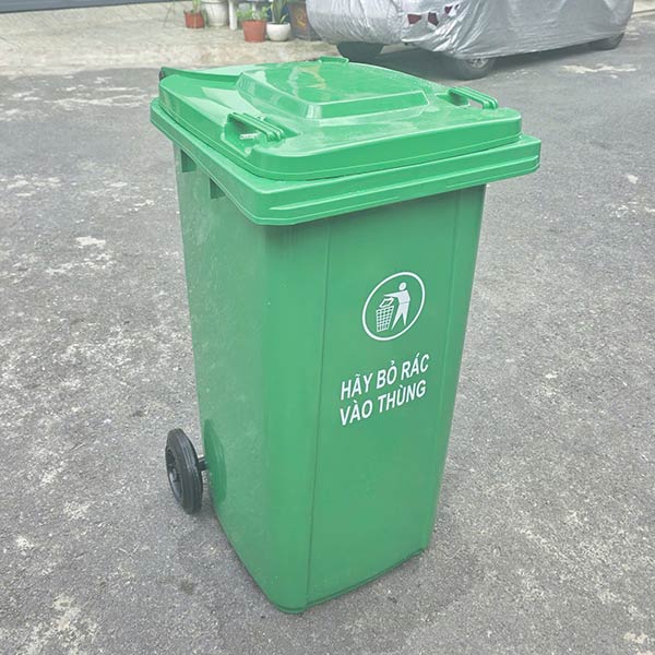 Thùng rác nhựa 240L dày 13kg màu xanh lá thung-rac-nhua-240l-day-13kg-mau-xanh-la