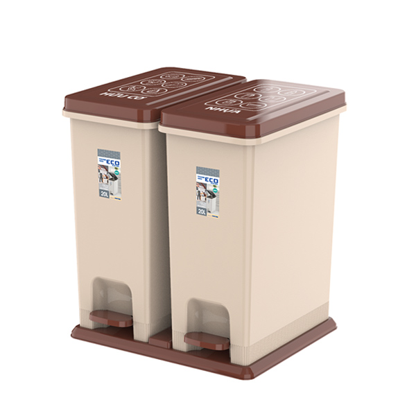 Thùng rác phân loại 2 ngăn nâu thung-rac-phan-loai-2-ngan-nau